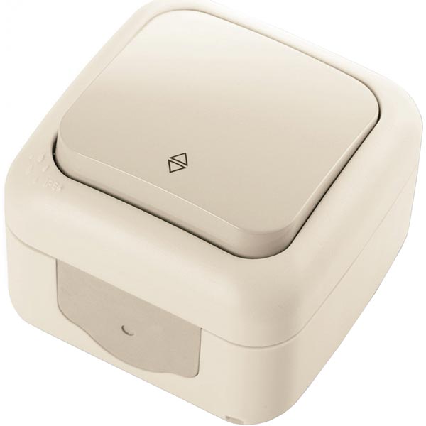 Вимикач прохідний одноклавішний Viko Palmiye вологозахищенний без підсвітки 10 А 250В IP54 кремовий