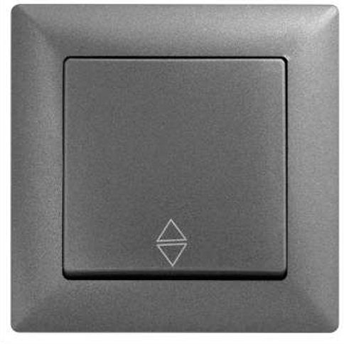 Вимикач прохідний одноклавішний Gunsan Visage без підсвітки темно-сірий металік VS 28 17 107