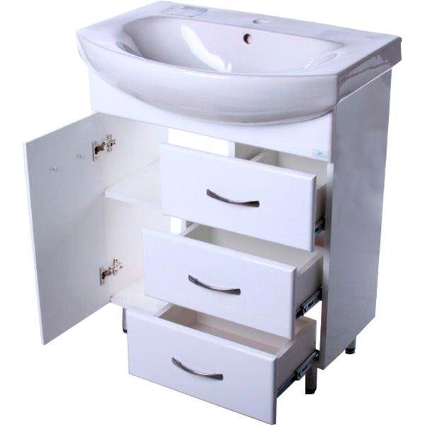 Тумба напольная Сансервіс SL-70 белая с умывальником Лотос 70