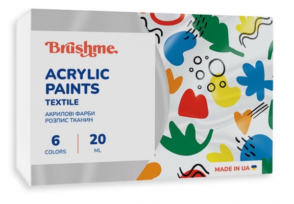 Набор акриловых красок текстильных 6 шт. 20 мл Brushme