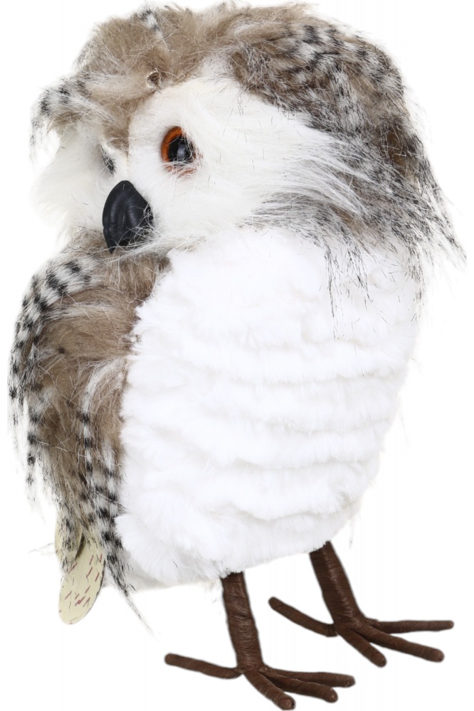 Декорація новорічна сова пір'я коричневий 13х25 см