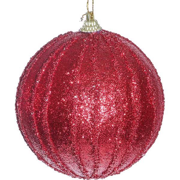 Шарик новогодний Полоска SDA1010R 100 мм