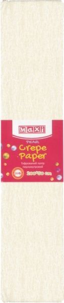 Бумага гофрированная перламутровый 20% 50x200 см белый MX61618-01 Maxi