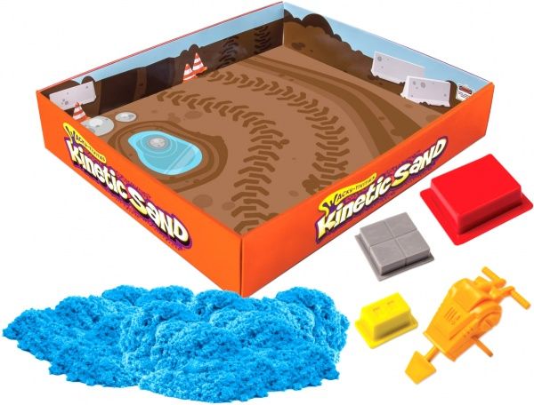 Кинетический песок Wacky-Tivities Kinetic Sand Construction Zone голубой + формочки 71417-2