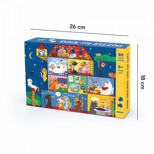 Пазли картонні Таємне життя котів 88 елементів orner-1555
