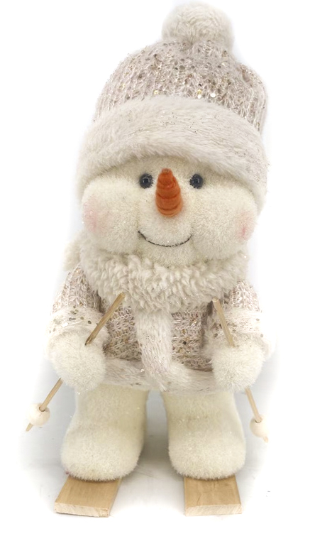 Декорация новогодняя снеговик на лыжах (F1964408) 39 см