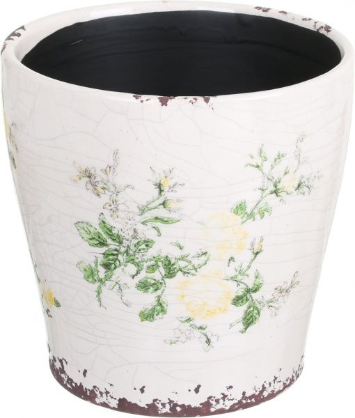 Кашпо керамическое Чайная роза круглый (Y473-183/2-2) желтый 