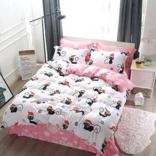 Комплект постельного белья Україна Котик в шапке розовый 