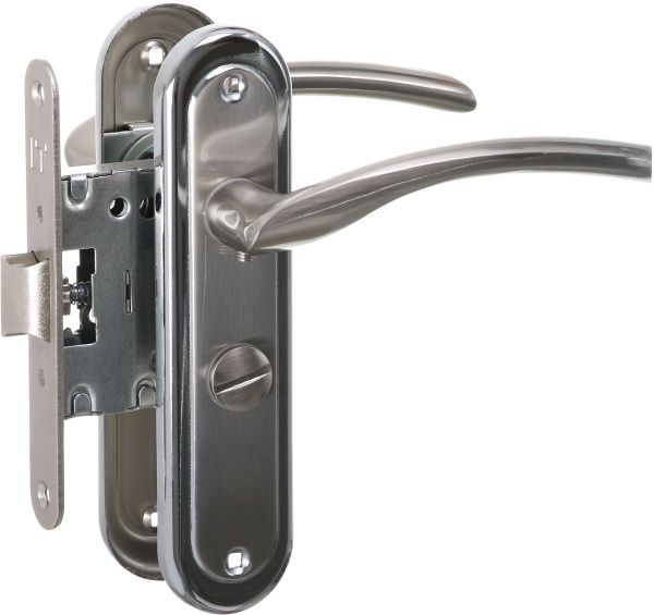 Замок врезной с ручками Blazer санузловый SN/CP WC 47,5 мм никель