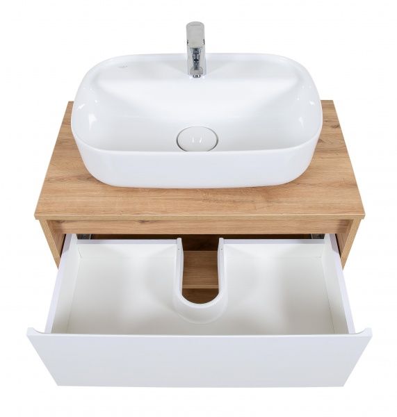 Тумба подвесная ScandiSPA Edda севилья со столешницей 80 см с умывальником Aqua 60 см