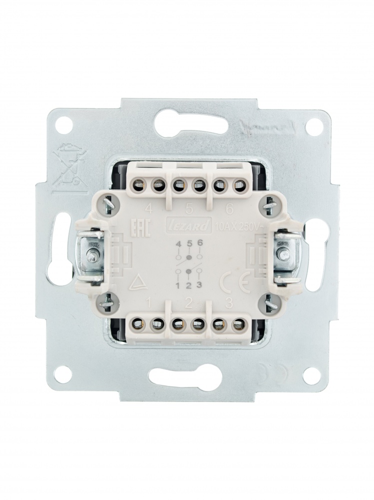 Вимикач прохідний двоклавішний Lezard Vesna без підсвітки антрацит 742-4288-106