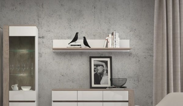 Полка Accord Ares AS13 1500x220x220 мм дуб эндгрейн/белый глянец 