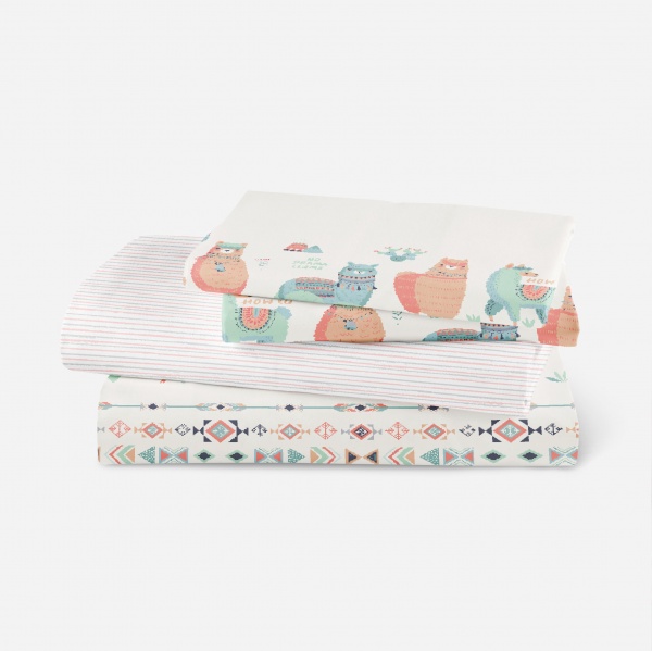 Комплект постельного белья Luna Kids Lama traveler белый с рисунком