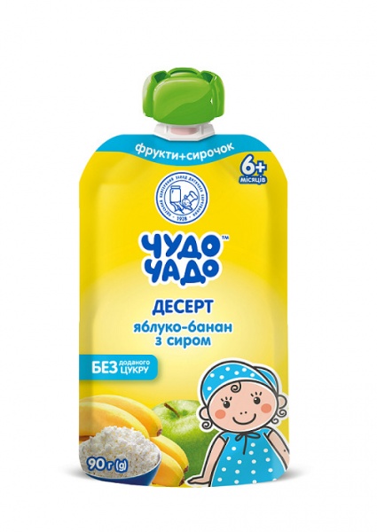 Десерт Чудо-Чадо яблучно-банановий з сиром 90 г 