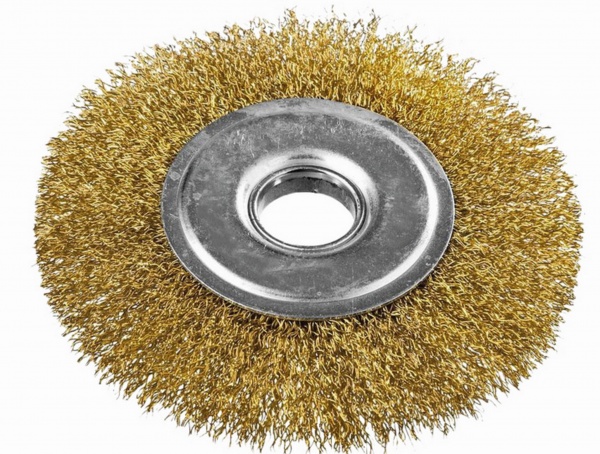 Щітка дискова з латуньованого рифленого дроту MasterTool 115х22.2 мм 19-9111