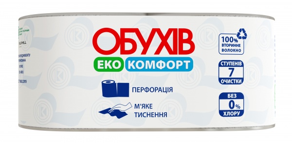 Туалетная бумага ОБУХІВ Эко Комфорт 360 отрывов двухслойная 2 шт.