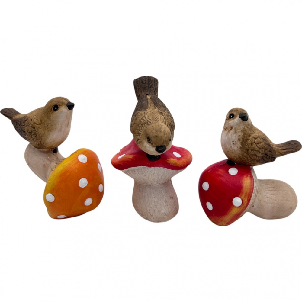 Фігура садова Zhongyang Economic пташка на грибочку в асортименті 7x12 см