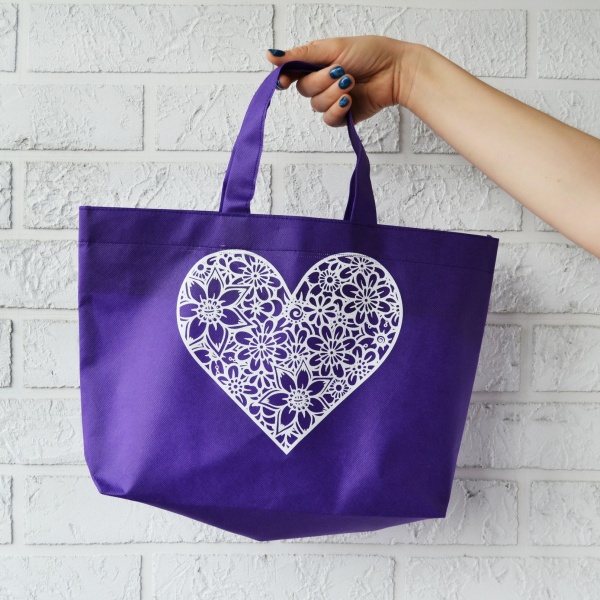 Сумка-шоппер 4PROFI на молнии Сердце фиолетовый 