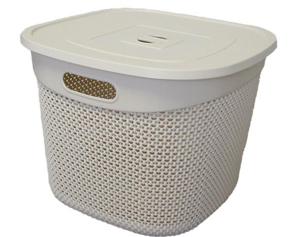 Кошик Ucsan Plastik DROP квадратна з кришкою сірий 