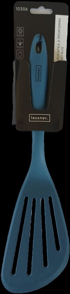 Лопатка кухонная Lessner с прорезями скошенная Sky Blue 32 см