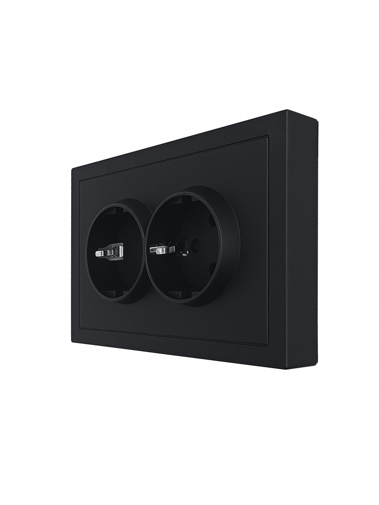 Розетка подвійна побутова із заземленням HausMark Juna IP20 чорний матовий 7041-1700U2-127BQC