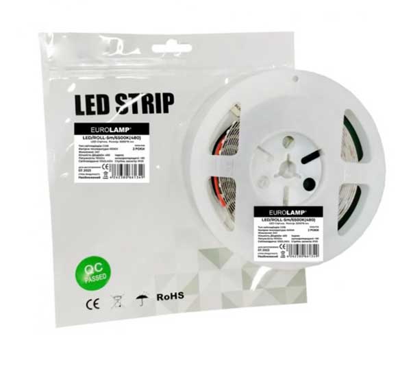 Лента светодиодная Eurolamp 10 Вт IP20 24 В холодный LED/ROLL-5m/6500K(480)