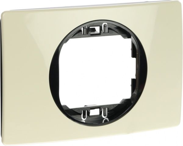Рамка одноместная Aling-Conel EON горизонтальная бежево-черный E6803.9E
