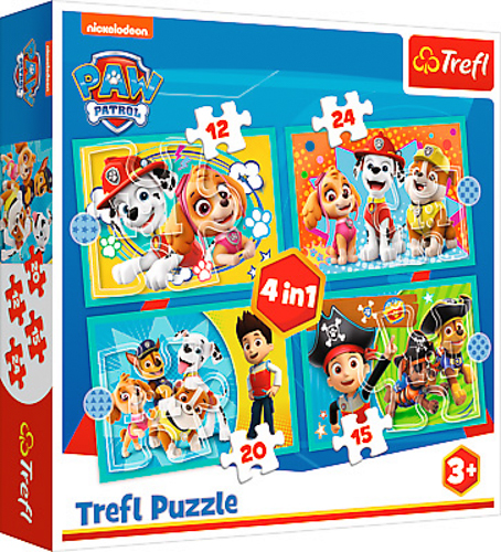 Пазли Trefl 4 в 1 Щенячий Патруль Щаслива команда 34346