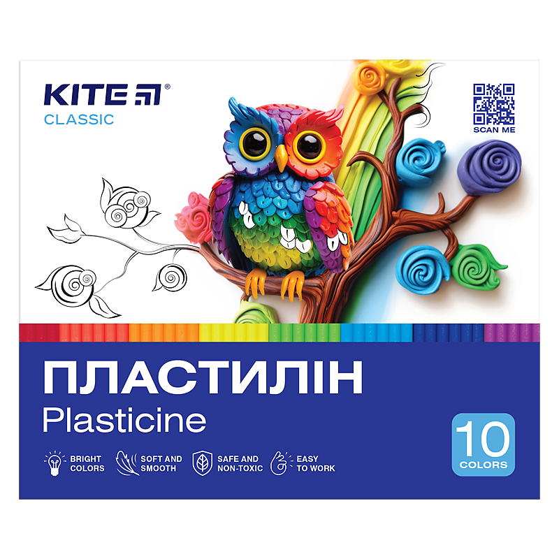 Пластилін восковий 10 кольорів 200 г Classic (K-084) KITE