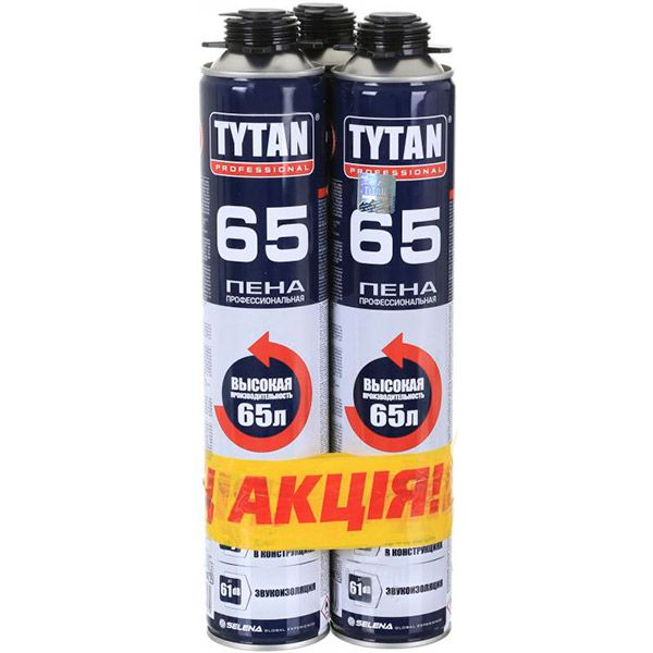 Пена монтажная Tytan PRO 65, 2+1 750 мл