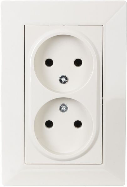 Розетка кінцева подвійна без заземлення HausMark Alta без шторок без кришки крем SNG-SCP.SQ20MG21WTG-C