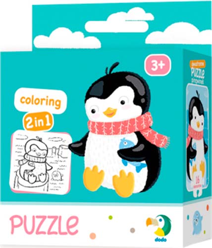 Пазли DoDo 2 в 1 Пінгвінчик 16 елементів + розмальовка (4820198240233)