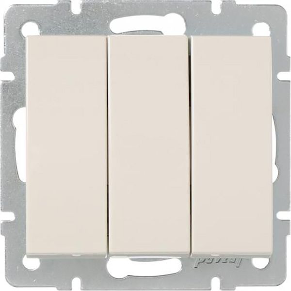 Вимикач триклавішний Lezard Rain без підсвітки 220В крем 703-0388-109