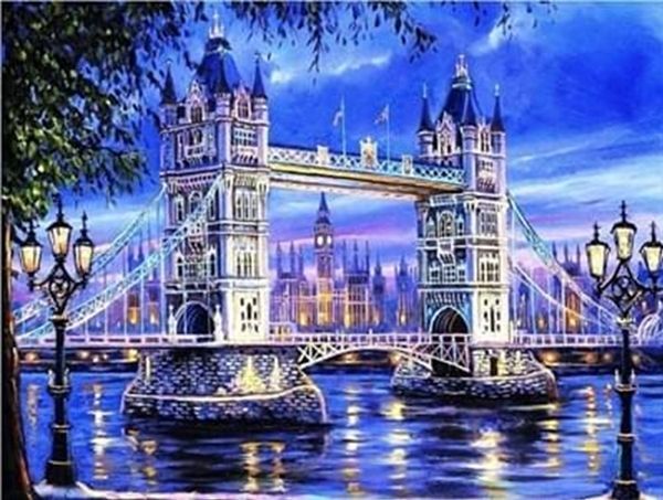 Набор для творчества со стразами на подрамнике Тауэрский мост 30х40 см Діамантові ручки 