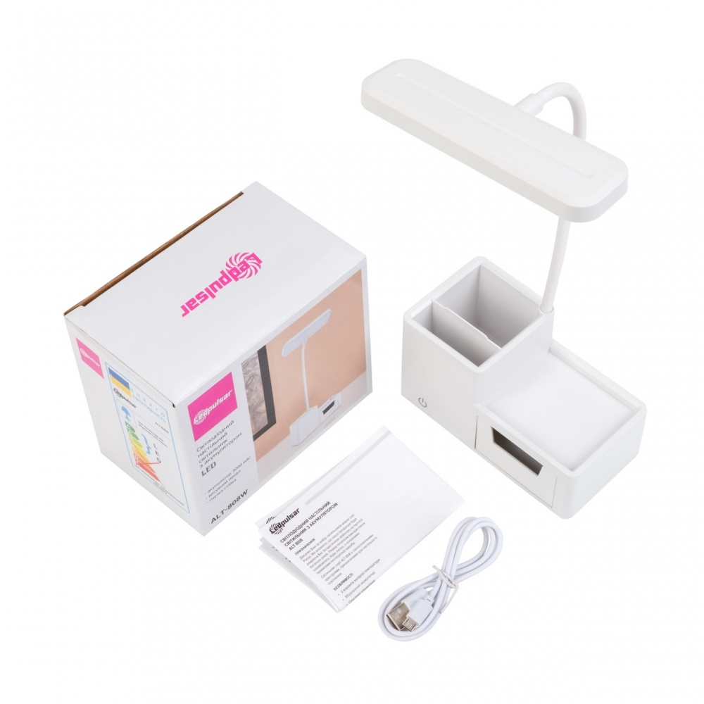 Настільна лампа акумуляторна LedPulsar 4 Вт без цоколя білий ALT-808W