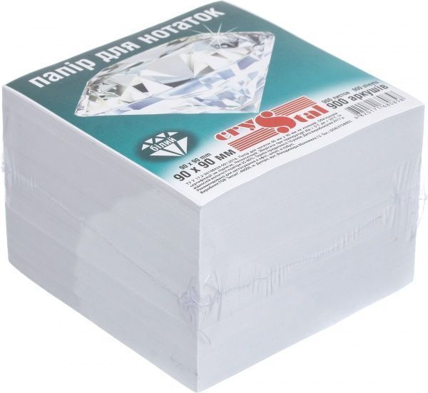 Папір для нотаток 90х90 мм 900 аркушів Crystal