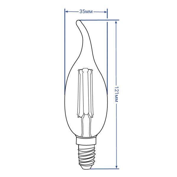 Лампа світлодіодна FIL LB-59 CF37 4 Вт E14 2200 К 230 В жовта 