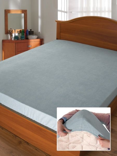 Простынь на резинке Дизайн 8 (махровое) 200x90 см серый Ярослав 