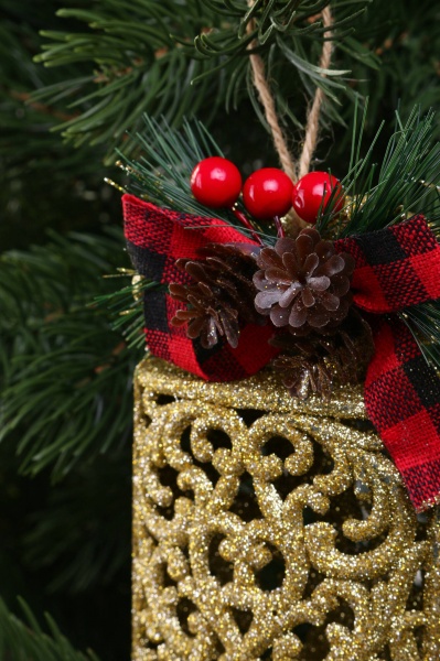 Декоративна підвіска Подарунок з декором 11x7,5 см E2281G золотий