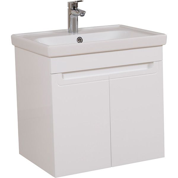 Тумба подвесная Aqua Rodos Омега с умывальником Frame 60 см белая