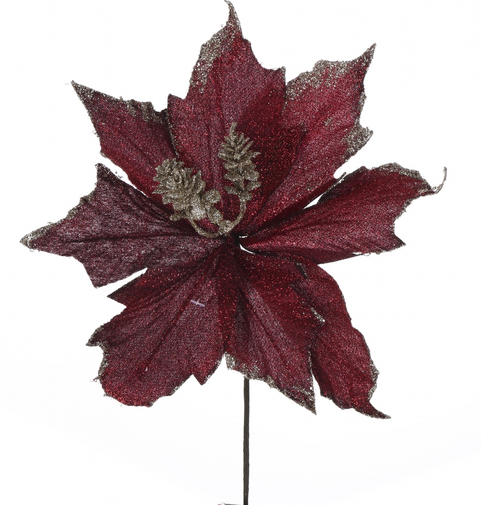 Цветок декоративный пуансетия 22 см вельвет в ассортименте EPI-EYF17-10764