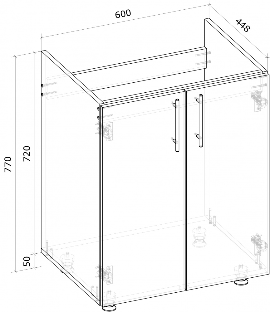 Тумба под умывальник Грейд 60 см графит серый/фасад ДСП