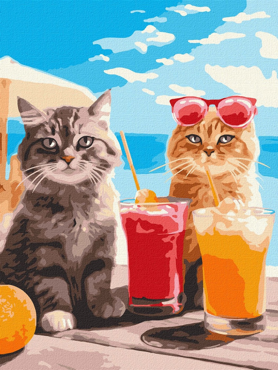 Картина по номерам Котики на отдыхе 30x40 см Идейка — фото 1