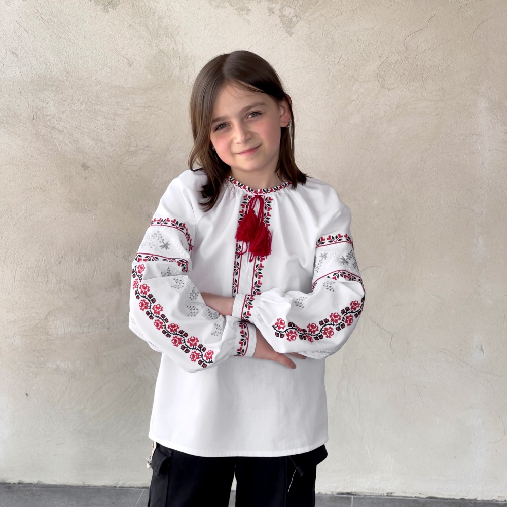 Вышиванка для девочек Эдельвика р.152 белый 161-25/09