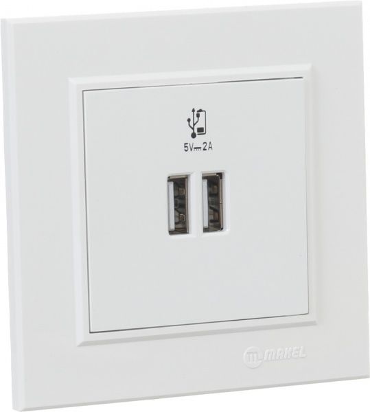 Розетка USB подвійна Makel Karea біла без шторок без кришки білий