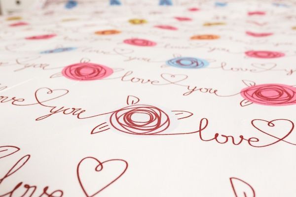 Комплект постільної білизни Кохання євро білий із різнокольоровим Rigel 