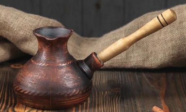 Турка для кофе большая с деревянной ручкой 750 мл Український гончарний посуд