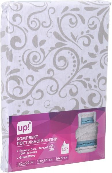 Комплект постільної білизни Green Wave 1,5 біло-блакитний UP! (Underprice) 