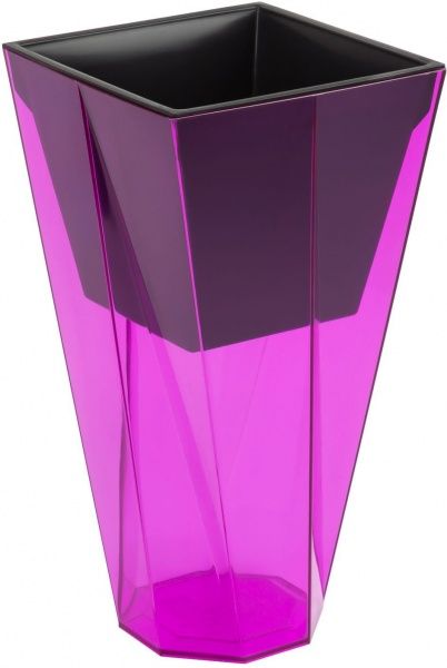 Горщик пластиковий Prosperplast Urbi twist P квадратний 2,8л прозорий рожевий (73964-9) 