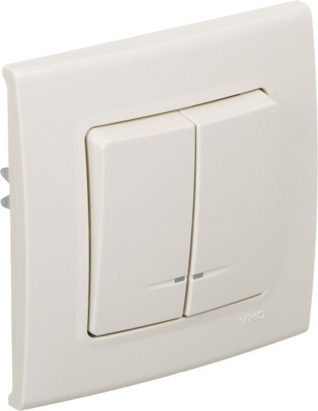 Выключатель двухклавишный Viko Linnera с подсветкой 10 А 250В кремовый 90401050